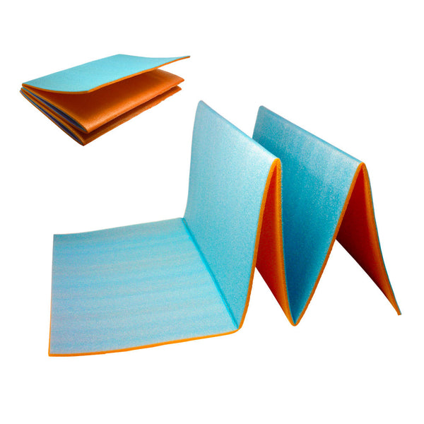 acquista Tappeto per Yoga Fitness Mare Pieghevole 180x50 cm Spessore 8 mm Arancione/Azzurro