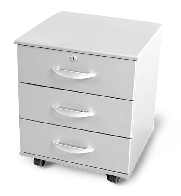 Kommode mit 3 Schubladen 45,5x40x61 cm mit Rollen aus MDF und weißem PVC acquista