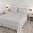 Set Lenzuola Sopra Sotto e Federe Linea Cloe in Raso di Cotone Grigio Chiaro Varie Misure