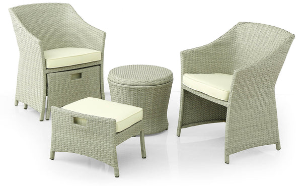 online Garden Lounge Set Couchtisch 2 Sessel und 2 Hocker in Rattan Kraus Vasari Beige
