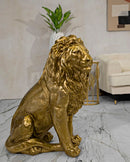 Statua Leone 67x80x36,5 cm in Poliresina Oro