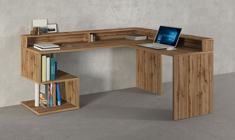 Scrivania Angolare a Giorno 182x160x60x92,5h cm Esse Rovere Wotan  