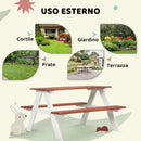 Set Tavolo da Picnic per Bambini 3-8 Anni 89x79x50 cm con Panche in Legno Marrone      