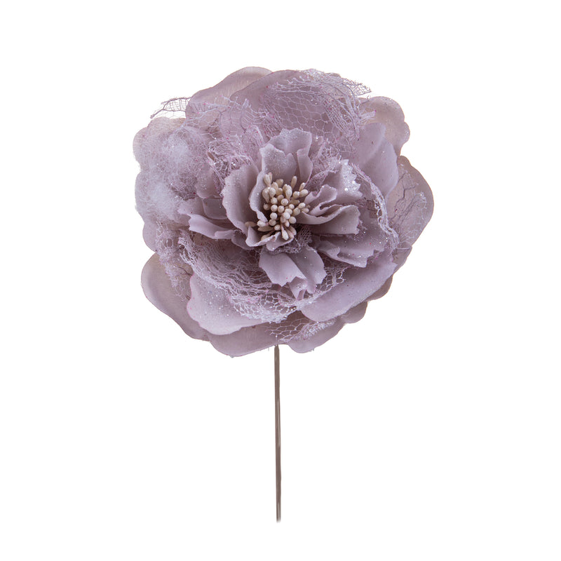 Set 24 Pick Peonia con Glitter 16 cm 