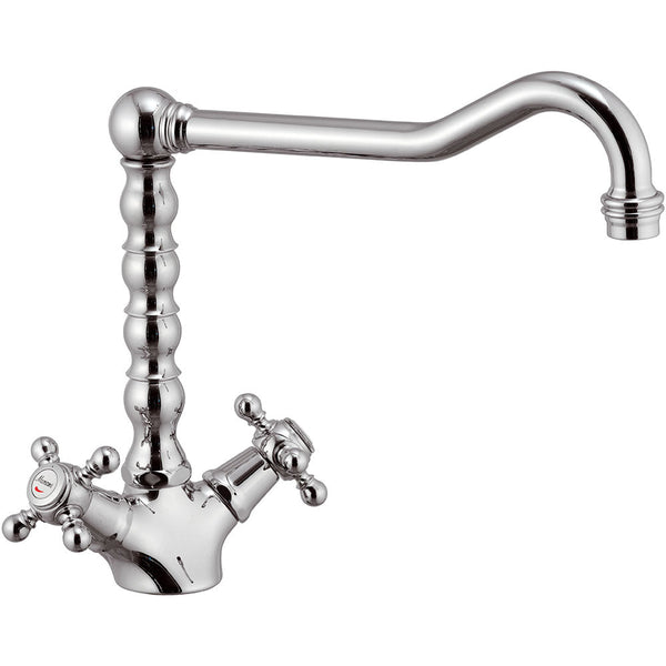 Waschtisch-Mischbatterie mit zwei Drehgriffen aus verchromtem Messing von Mariani Tradition acquista