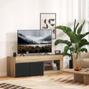 Mobile TV Moderno da 60" con Armadietto 140x40x48 cm 2 Ante e Ripiano Aperto in Legno Ingegnerizzato Nero e color Legno      