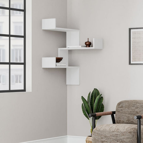 sconto Libreria Angolare 90x22x60 cm in MDF Luksa Bianco