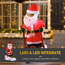 Babbo Natale Gonfiabile 85x45x124 cm su Sci con Luci LED Multicolore