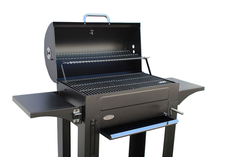 Barbecue a Carbone 140x44x120 cm con 3 Griglie e Coperchio in Acciaio Milano Nero