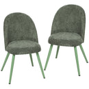 Set 2 Sedie da Pranzo 51x54x84 cm con Seduta Imbottita e Gambe in Metallo in Velluto Verde Scuro      