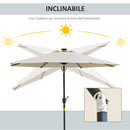 Ombrellone da Giardino con Luci LED a Pannello Solare Ø2,66m in Metallo e Poliestere Bianco Crema