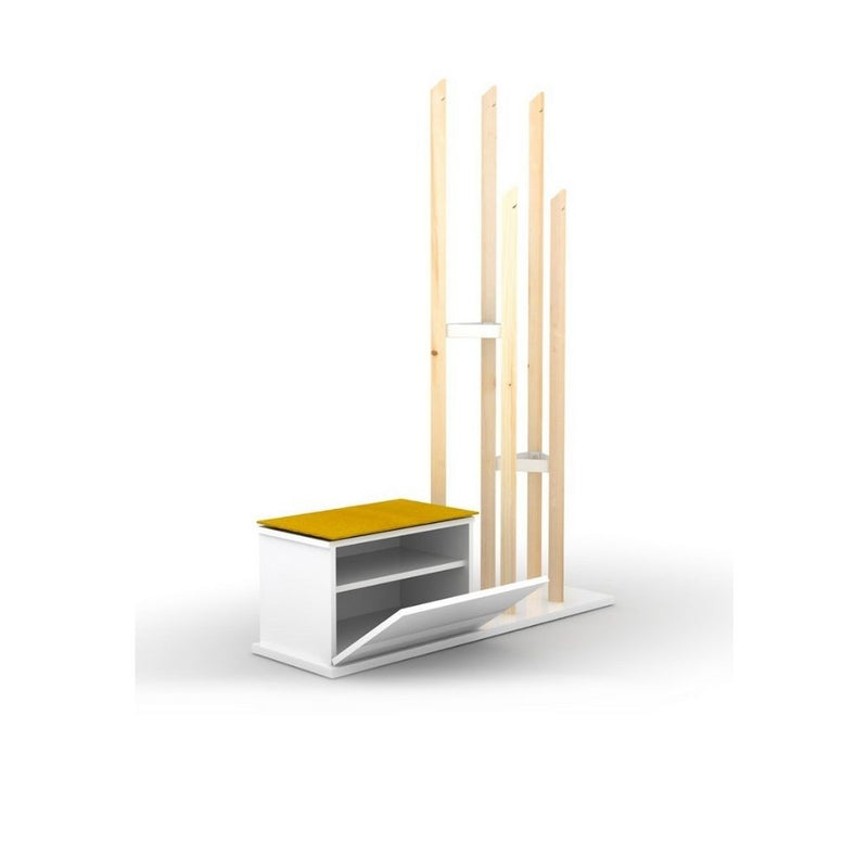 Appendiabiti scarpiera 120x36x168 cm Katana rovere bianco