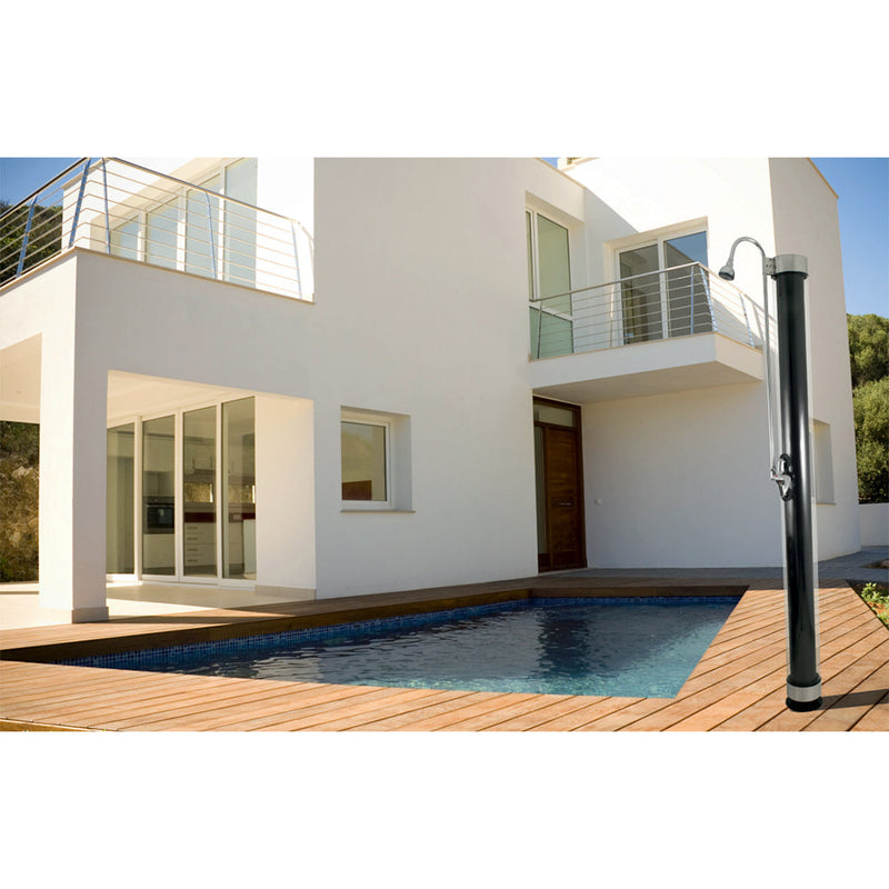 Doccia Solare da Giardino 28L Miscelatore e Lavapiedi ATI Docce N Grigio Antracite