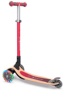 Monopattino 3 Ruote a LED Pieghevole 3 Altezze Max 50 Kg Globber Primo Foldable Wood Rosso