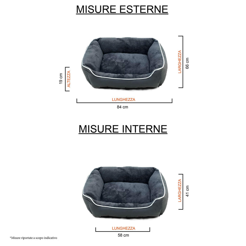 Cuccia Imbottita per Cani e Gatti in Poliestere Nuvola Grigio Scuro