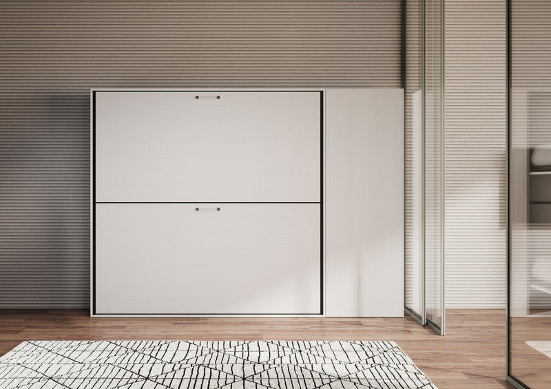 Letti Singoli a Scomparsa Composizione H Kando H190,8 Bianco Frassino con Materassi