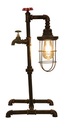 Lampada da Tavolo Manhattan/Cage 27x27x56 cm in Ferro Nero Rame e Rosso