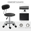 Sgabello per Estetista con 5 Rotelle 38x48x70,5-86 cm Schienale Curvo e Altezza Regolabile Nero