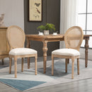 Set 2 Sedie Imbottite 49x56x96 cm in Legno e Tessuto Bianche