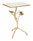 Tavolino Tisty 40x60x30 cm in Ferro e MDF Oro