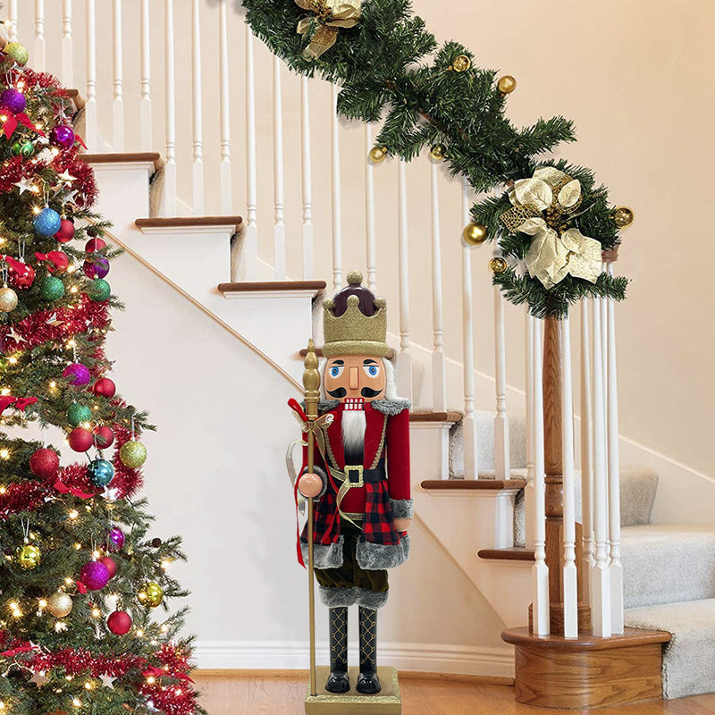 Soldato Schiaccianoci Natalizio H80 Rosso Scozzese