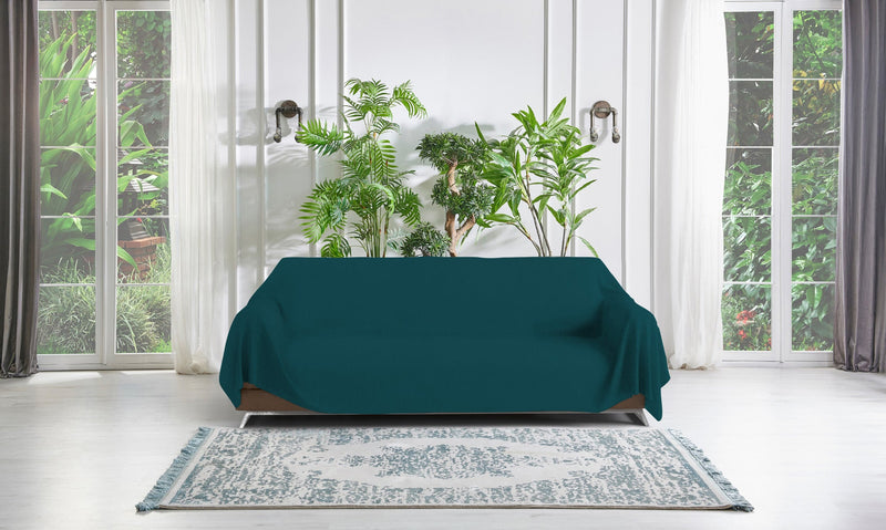 Telo Arredo Coprittutto Copridivano in Cotone Verde Petrolio