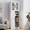Mobile Bagno Alto 60x30x170 cm Ante Superiori in Vetro in MDF Bianco  