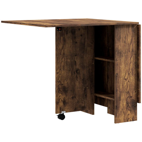 Tavolo da Pranzo Pieghevole a Ribalta 140x75x74 cm per 6 Persone con 2 Ripiani in Melamina Marrone Rustico online