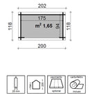 Casetta Box Da Giardino 200x118x194-205 cm Porta Doppia con Serratura Patty in Legno di Abete Grezzo