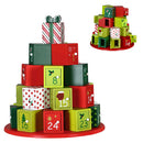 Calendario dell'Avvento Regali di Natale 30x27 cm con 24 Cassetti in Legno Multicolore      