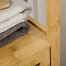 Armadietto Bagno 1 Anta 2 Ripiani 32,9x29,9x120 cm in Bambù Legno Naturale