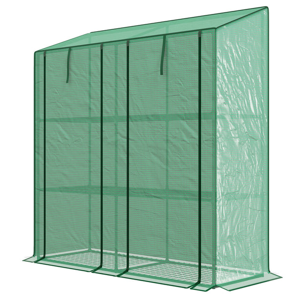 online Serra da Giardino 6 Mensole e 2 Porte Avvolgibili 143x46x151cm Copertura in PE Verde