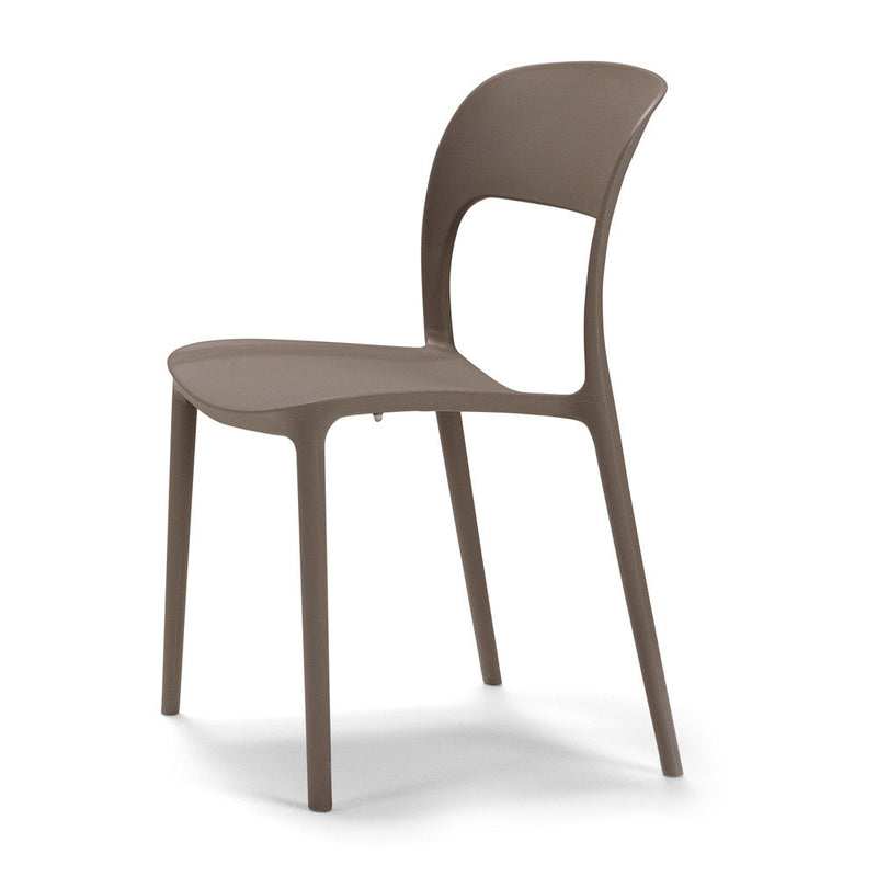 Set 4 Sedie Impilabili 85x45x56 cm in Polipropilene e Fibra di Vetro Kate Tortora