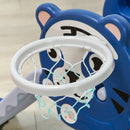 Scivolo per Bambini 133x60x70 cm con Canestro Laterale in PE Blu e Grigio
