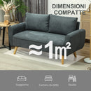 Divano 2 Posti 145x75x78 cm con Cuscini per Schienale  in Tessuto Effetto Lino Grigio  