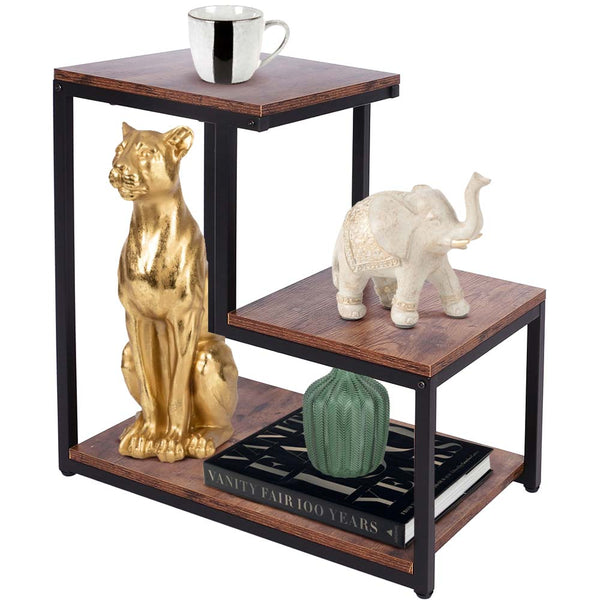 sconto Tavolino Design Moderno Industriale 3 Ripiani Legno Metallo