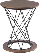 Tavolino Tondo Ø60x68 cm in MDF Motti Alma Noce Scuro e Nero