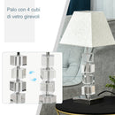 Lampada da Comodino Abat Jour con Paralume in Tessuto E14 20x20x47 cm  Crema