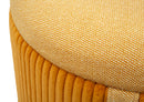 Puff con Contenitore Bolzano Senape Set 2 Pz Ø38x38 cm - Ø32x28 cm in MDF e Spugna e Poliestere Giallo      
