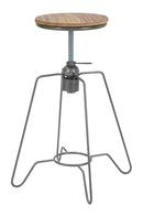 Sgabello Heintreck Ø39x55-70 cm Legno di Abete e in Ferro Grigio e Marrone