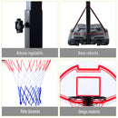 Canestro da Basket da Esterno con Supporto e Altezza Regolabile in Acciaio 