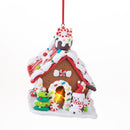 Set 4 Casetta con Babbo Natale con Led 11 cm Rosso/Marrone