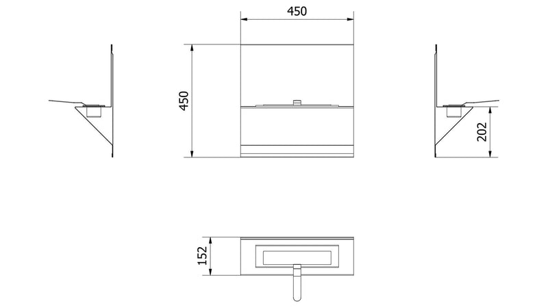 Camino a Bioetanolo da Parete 45x45x15,2 cm Flig Malibù Nero