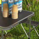 Set Tavolo da Campeggio Pieghevole e Regolabile con 4 Sedie in Alluminio e MDF Nero      