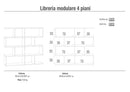 Libreria Modulare 4 Ripiani 150x144x38 cm Ossido Bianco/Cemento