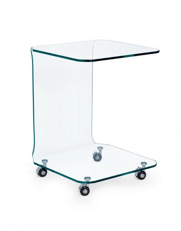 Quadratischer Couchtisch Iride auf Rollen mit Glasglas sconto