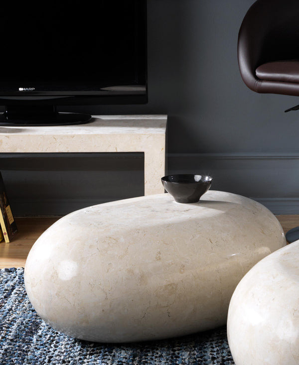 Couchtisch aus rautenförmigem Block aus weißem Achat-Fossilstein acquista