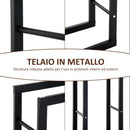 Portalegna Legnaia in Ferro 40x25x100 cm da Interno Max 100Kg  Nero