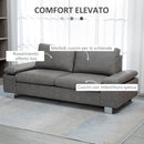 Divano 2 Posti 200x88x86 cm Seduta Imbottita e Braccioli Regolabili in Similpelle Grigio
