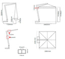 Ombrellone Decentrato da Giardino 2,2x2,2m Braccio in Legno Ecrù